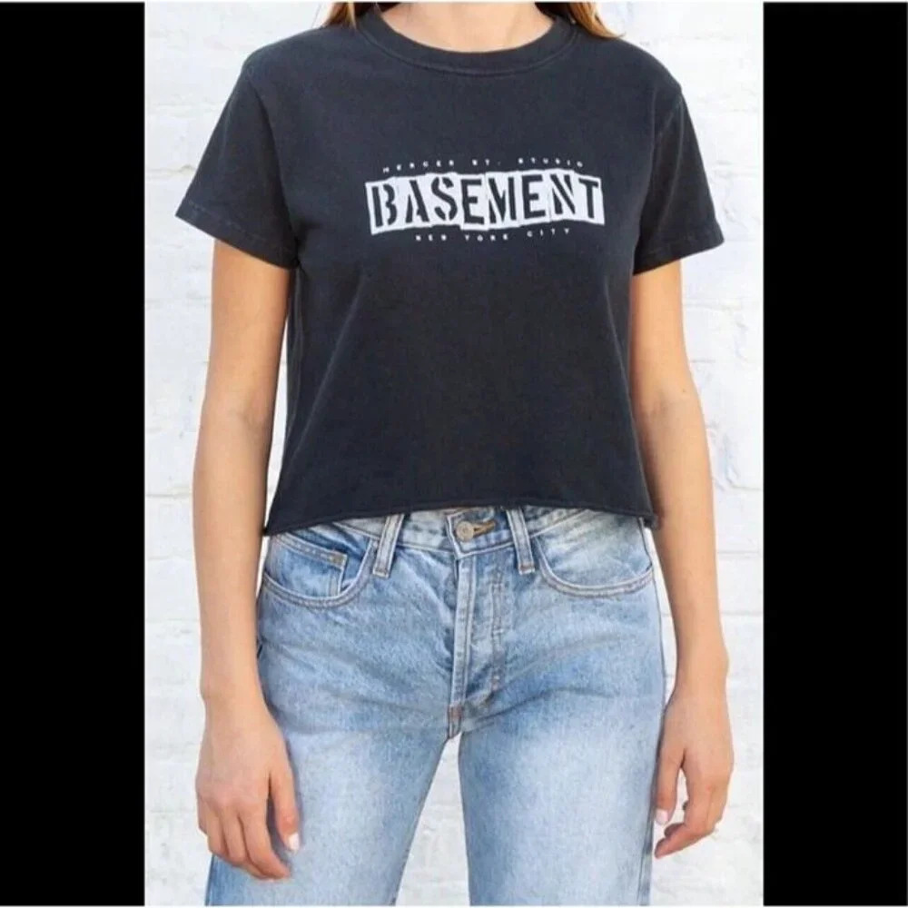 SM Brandy Melville John Galt Mercer St. Basement New York Distressed Cropped Tee